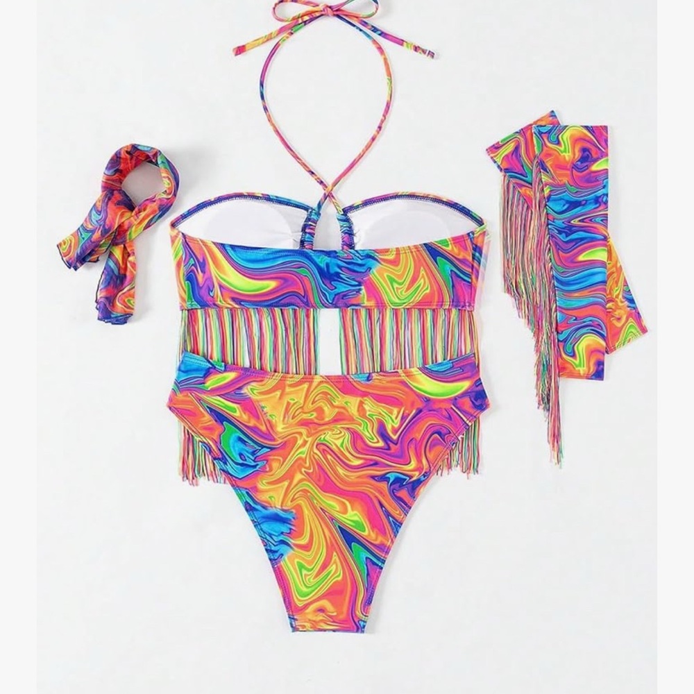 Colorful Fringe Bikini Set - Picture 5 of 9